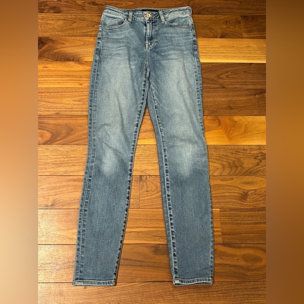 Envy Blue Skinny Jeans with Subtle Fading